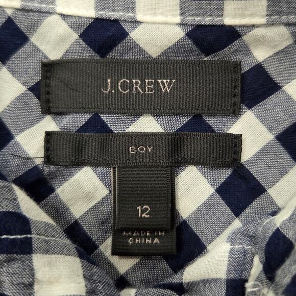 J. Crew Classic Button Front Boy Fit Shirt Gingham Print Shirt C6086 Size 12 - Picture 5 of 8